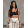 imageLASLULU Sexy Sports Bras for Women Scoop Neck Sleeveless Padded Bra Workout Yoga Crop TopBlack