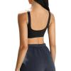 imageLASLULU Sexy Sports Bras for Women Scoop Neck Sleeveless Padded Bra Workout Yoga Crop TopBlack