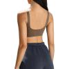 imageLASLULU Sexy Sports Bras for Women Scoop Neck Sleeveless Padded Bra Workout Yoga Crop TopCoffee
