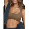 imageLASLULU Sexy Sports Bras for Women Scoop Neck Sleeveless Padded Bra Workout Yoga Crop TopCoffee