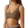 imageLASLULU Sexy Sports Bras for Women Scoop Neck Sleeveless Padded Bra Workout Yoga Crop TopCoffee
