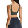imageLASLULU Sexy Sports Bras for Women Scoop Neck Sleeveless Padded Bra Workout Yoga Crop TopForest Green
