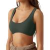 imageLASLULU Sexy Sports Bras for Women Scoop Neck Sleeveless Padded Bra Workout Yoga Crop TopForest Green