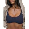 imageLASLULU Sexy Sports Bras for Women Scoop Neck Sleeveless Padded Bra Workout Yoga Crop TopNavy Blue