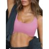 imageLASLULU Sexy Sports Bras for Women Scoop Neck Sleeveless Padded Bra Workout Yoga Crop TopPink