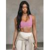 imageLASLULU Sexy Sports Bras for Women Scoop Neck Sleeveless Padded Bra Workout Yoga Crop TopPink