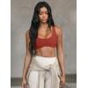 imageLASLULU Sexy Sports Bras for Women Scoop Neck Sleeveless Padded Bra Workout Yoga Crop TopRusty Red