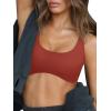 imageLASLULU Sexy Sports Bras for Women Scoop Neck Sleeveless Padded Bra Workout Yoga Crop TopRusty Red