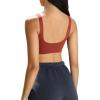 imageLASLULU Sexy Sports Bras for Women Scoop Neck Sleeveless Padded Bra Workout Yoga Crop TopRusty Red