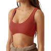 imageLASLULU Sexy Sports Bras for Women Scoop Neck Sleeveless Padded Bra Workout Yoga Crop TopRusty Red