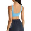 imageLASLULU Sexy Sports Bras for Women Scoop Neck Sleeveless Padded Bra Workout Yoga Crop TopSparkle Blue