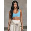 imageLASLULU Sexy Sports Bras for Women Scoop Neck Sleeveless Padded Bra Workout Yoga Crop TopSparkle Blue