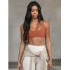 imageLASLULU Sexy Sports Bras for Women Scoop Neck Sleeveless Padded Bra Workout Yoga Crop TopTopaz
