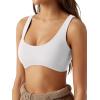imageLASLULU Sexy Sports Bras for Women Scoop Neck Sleeveless Padded Bra Workout Yoga Crop TopWhite