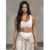 imageLASLULU Sexy Sports Bras for Women Scoop Neck Sleeveless Padded Bra Workout Yoga Crop TopWhite