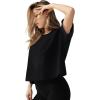imageLASLULU Womens Cotton Short Sleeve Workout Shirts Loose Fit Crop Tops Yoga Gym Tee Casual Athletic Running TShirtsBlack