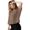 imageLASLULU Womens Cotton Short Sleeve Workout Shirts Loose Fit Crop Tops Yoga Gym Tee Casual Athletic Running TShirtsCoffee