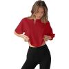 imageLASLULU Womens Cotton Short Sleeve Workout Shirts Loose Fit Crop Tops Yoga Gym Tee Casual Athletic Running TShirtsRed