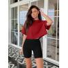 imageLASLULU Womens Cotton Short Sleeve Workout Shirts Loose Fit Crop Tops Yoga Gym Tee Casual Athletic Running TShirtsRed