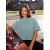 imageLASLULU Womens Cotton Short Sleeve Workout Shirts Loose Fit Crop Tops Yoga Gym Tee Casual Athletic Running TShirtsSage Green