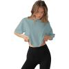 imageLASLULU Womens Cotton Short Sleeve Workout Shirts Loose Fit Crop Tops Yoga Gym Tee Casual Athletic Running TShirtsSage Green
