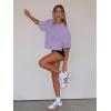 imageLASLULU Womens Cotton Short Sleeve Workout Shirts Loose Fit Crop Tops Yoga Gym Tee Casual Athletic Running TShirtsViolet
