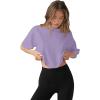 imageLASLULU Womens Cotton Short Sleeve Workout Shirts Loose Fit Crop Tops Yoga Gym Tee Casual Athletic Running TShirtsViolet