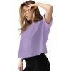 imageLASLULU Womens Cotton Short Sleeve Workout Shirts Loose Fit Crop Tops Yoga Gym Tee Casual Athletic Running TShirtsViolet