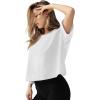 imageLASLULU Womens Cotton Short Sleeve Workout Shirts Loose Fit Crop Tops Yoga Gym Tee Casual Athletic Running TShirtsWhite