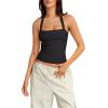 imageLASLULU Womens Sexy Halter Sports Bra Backless Padded Workout Tops Wirefree Sleeveless Gym Yoga Tank Tops Y2k Casual CropBlack
