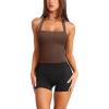 imageLASLULU Womens Sexy Halter Sports Bra Backless Padded Workout Tops Wirefree Sleeveless Gym Yoga Tank Tops Y2k Casual CropCoffee