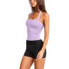 imageLASLULU Womens Sexy Halter Sports Bra Backless Padded Workout Tops Wirefree Sleeveless Gym Yoga Tank Tops Y2k Casual CropViolet