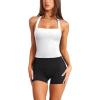 imageLASLULU Womens Sexy Halter Sports Bra Backless Padded Workout Tops Wirefree Sleeveless Gym Yoga Tank Tops Y2k Casual CropWhite