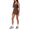 imageLASLULU Womens Bodycon Mini Dress Backless Built in Bra Casual Cute Sundresses Ribbed Summer Tank DressCoffee