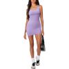 imageLASLULU Womens Bodycon Mini Dress Backless Built in Bra Casual Cute Sundresses Ribbed Summer Tank DressHazy Lilac