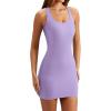 imageLASLULU Womens Bodycon Mini Dress Backless Built in Bra Casual Cute Sundresses Ribbed Summer Tank DressHazy Lilac