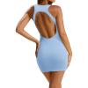 imageLASLULU Womens Bodycon Mini Dress Backless Built in Bra Casual Cute Sundresses Ribbed Summer Tank DressLight Blue