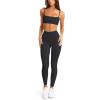 imageLASLULU Womens Adjustable Spaghetti Straps Sports Bra Sexy Square Neck Wireless Padded Workout Yoga Crop Tops BralettesBlack