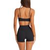 imageLASLULU Womens Adjustable Spaghetti Straps Sports Bra Sexy Square Neck Wireless Padded Workout Yoga Crop Tops BralettesBlack