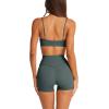 imageLASLULU Womens Adjustable Spaghetti Straps Sports Bra Sexy Square Neck Wireless Padded Workout Yoga Crop Tops BralettesForest Green