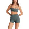 imageLASLULU Womens Adjustable Spaghetti Straps Sports Bra Sexy Square Neck Wireless Padded Workout Yoga Crop Tops BralettesForest Green