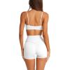 imageLASLULU Womens Adjustable Spaghetti Straps Sports Bra Sexy Square Neck Wireless Padded Workout Yoga Crop Tops BralettesWhite