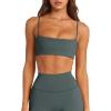 imageLASLULU Womens Adjustable Spaghetti Straps Sports Bra Sexy Square Neck Wireless Padded Workout Yoga Crop Tops BralettesForest Green