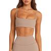 imageLASLULU Womens Adjustable Spaghetti Straps Sports Bra Sexy Square Neck Wireless Padded Workout Yoga Crop Tops BralettesSienna