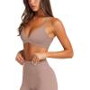 imageLASLULU Womens Double Lined Criss Cross Sports Bra Sexy Adjustable Spaghetti Straps Wireless Workout Bralettes No PaddingAlmond