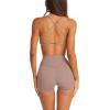 imageLASLULU Womens Double Lined Criss Cross Sports Bra Sexy Adjustable Spaghetti Straps Wireless Workout Bralettes No PaddingAlmond