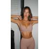 imageLASLULU Womens Double Lined Criss Cross Sports Bra Sexy Adjustable Spaghetti Straps Wireless Workout Bralettes No PaddingAlmond