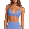 imageLASLULU Womens Double Lined Criss Cross Sports Bra Sexy Adjustable Spaghetti Straps Wireless Workout Bralettes No PaddingThe Breeze Blue