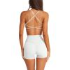 imageLASLULU Womens Double Lined Criss Cross Sports Bra Sexy Adjustable Spaghetti Straps Wireless Workout Bralettes No PaddingWhite
