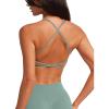 imageLASLULU Womens Double Lined Criss Cross Sports Bra Sexy Adjustable Spaghetti Straps Wireless Workout Bralettes No PaddingMint Green